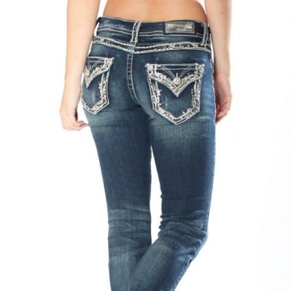 La Sequin Flap Pocket Straight Leg Jean 